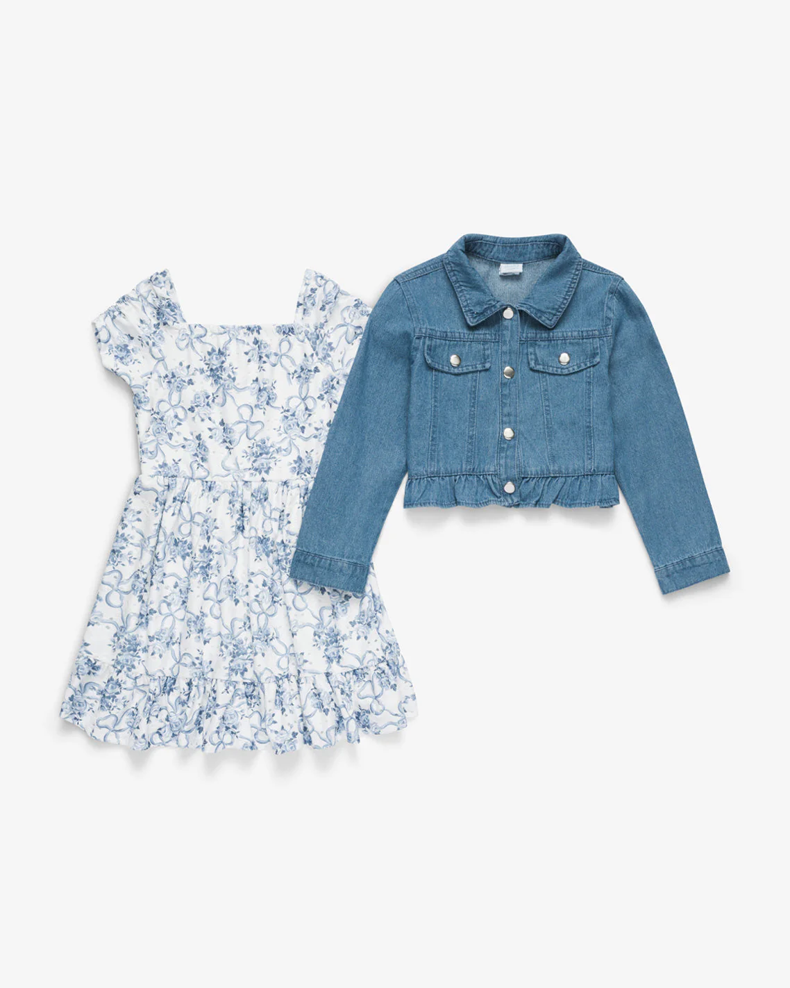 Denim Jacket Floral Dress Set - Image 2