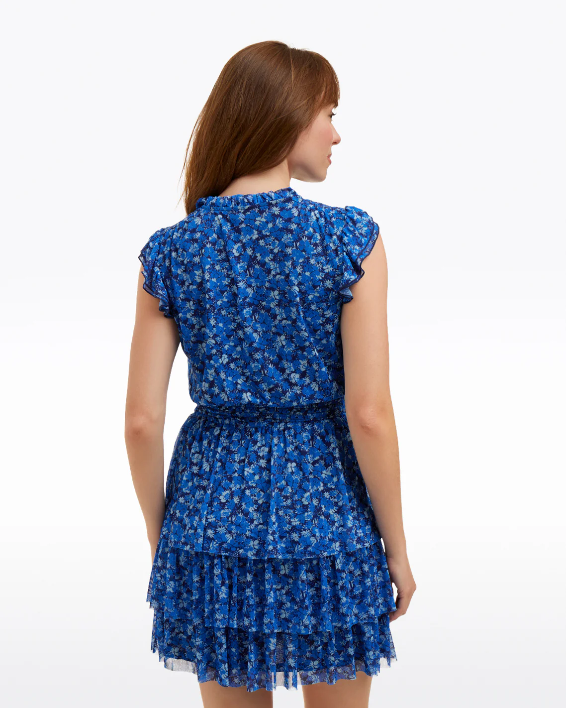 Alana Tiered Dress in Blue Scattered Ditsy - Image 2