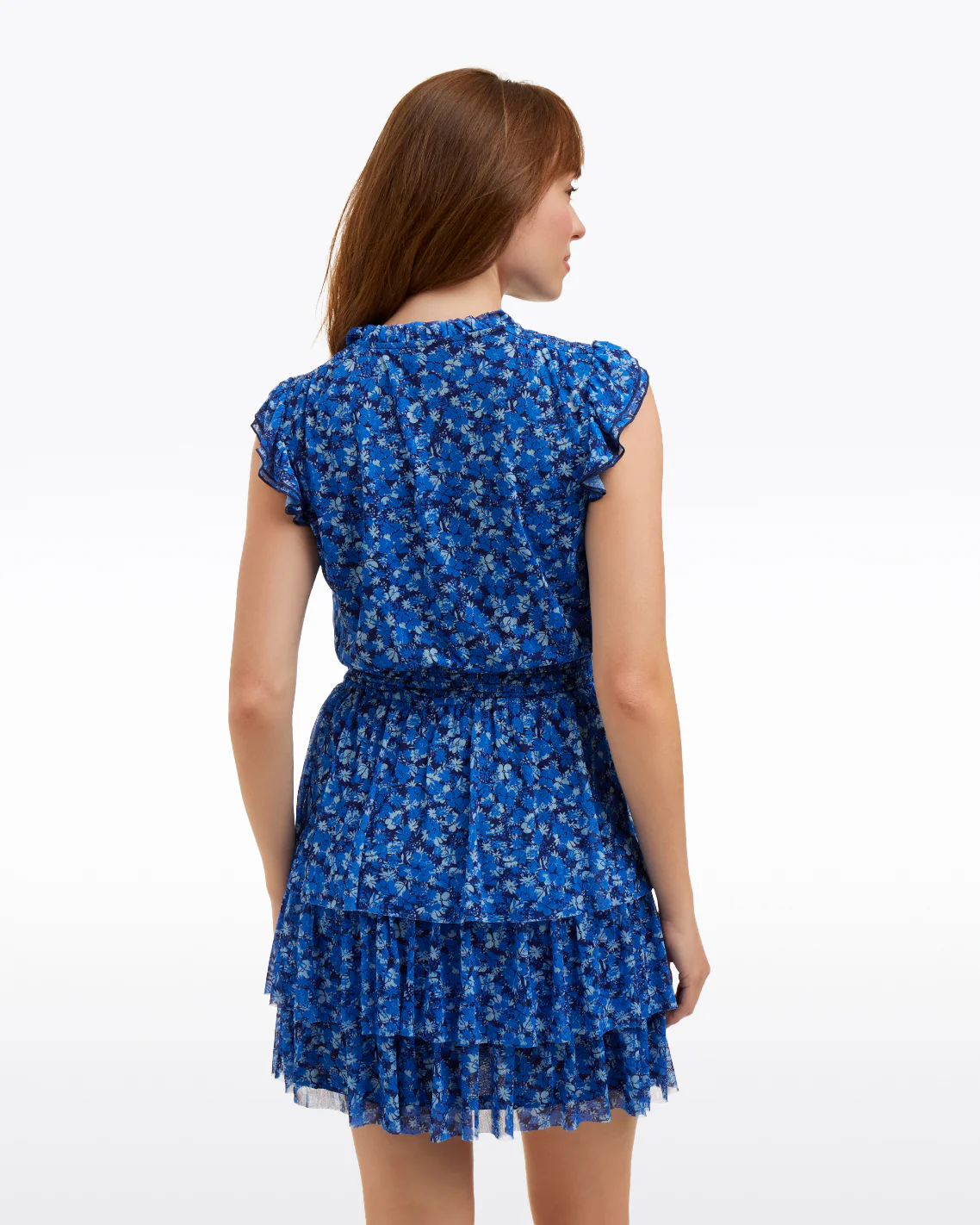 Alana Tiered Dress in Blue Scattered Ditsy - Image 4