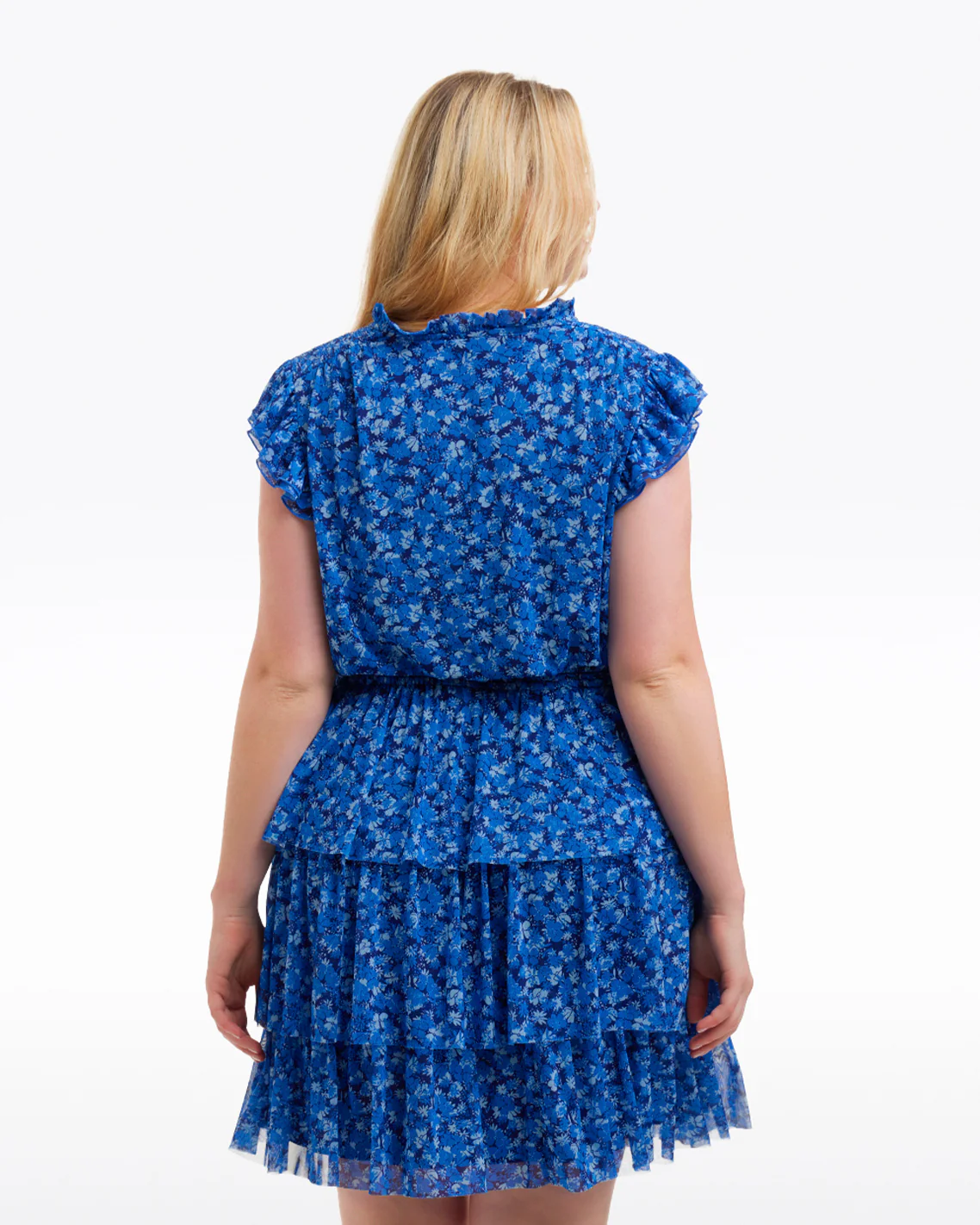 Alana Tiered Dress in Blue Scattered Ditsy - Image 7