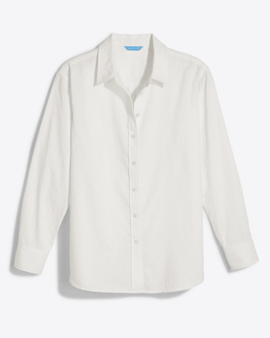 Button Down Top in White Shirting Stripe - Image 6