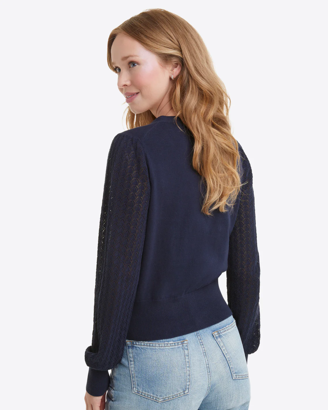 Button Front Cardigan in Navy - Image 3