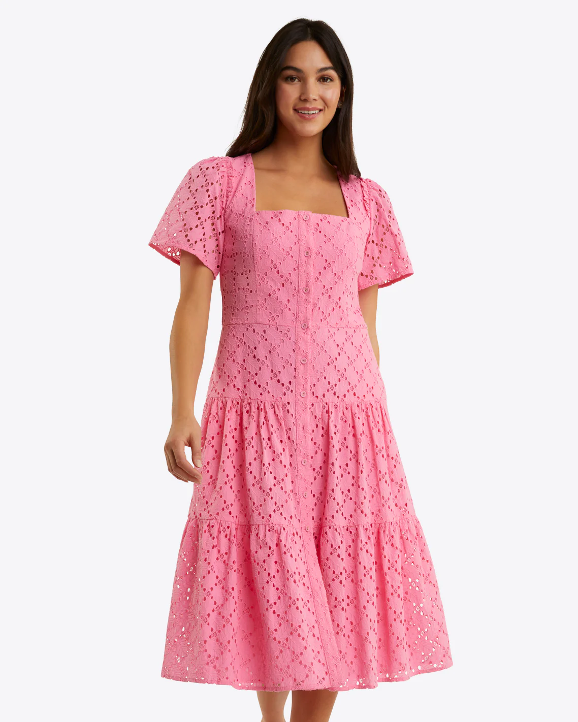 Caitlyn Midi Dress in Eyelet - Image 4