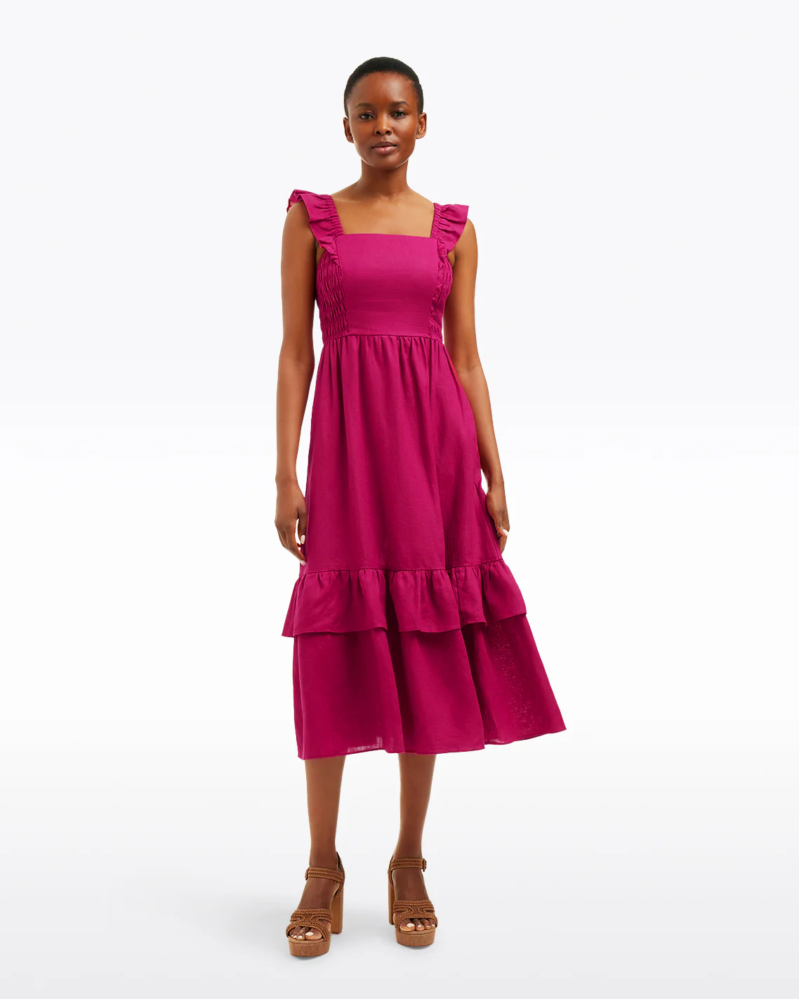 Carrie Midi Dress in Raspberry Pink - Image 6