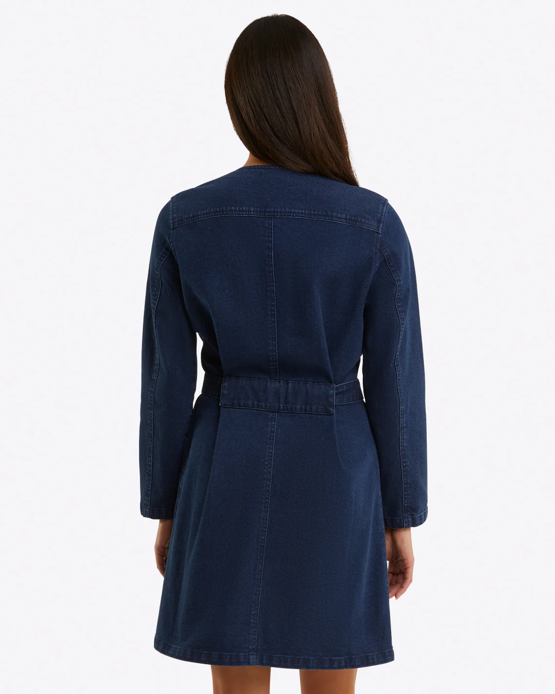 Colbie Snap Front Dress in Denim - Image 3