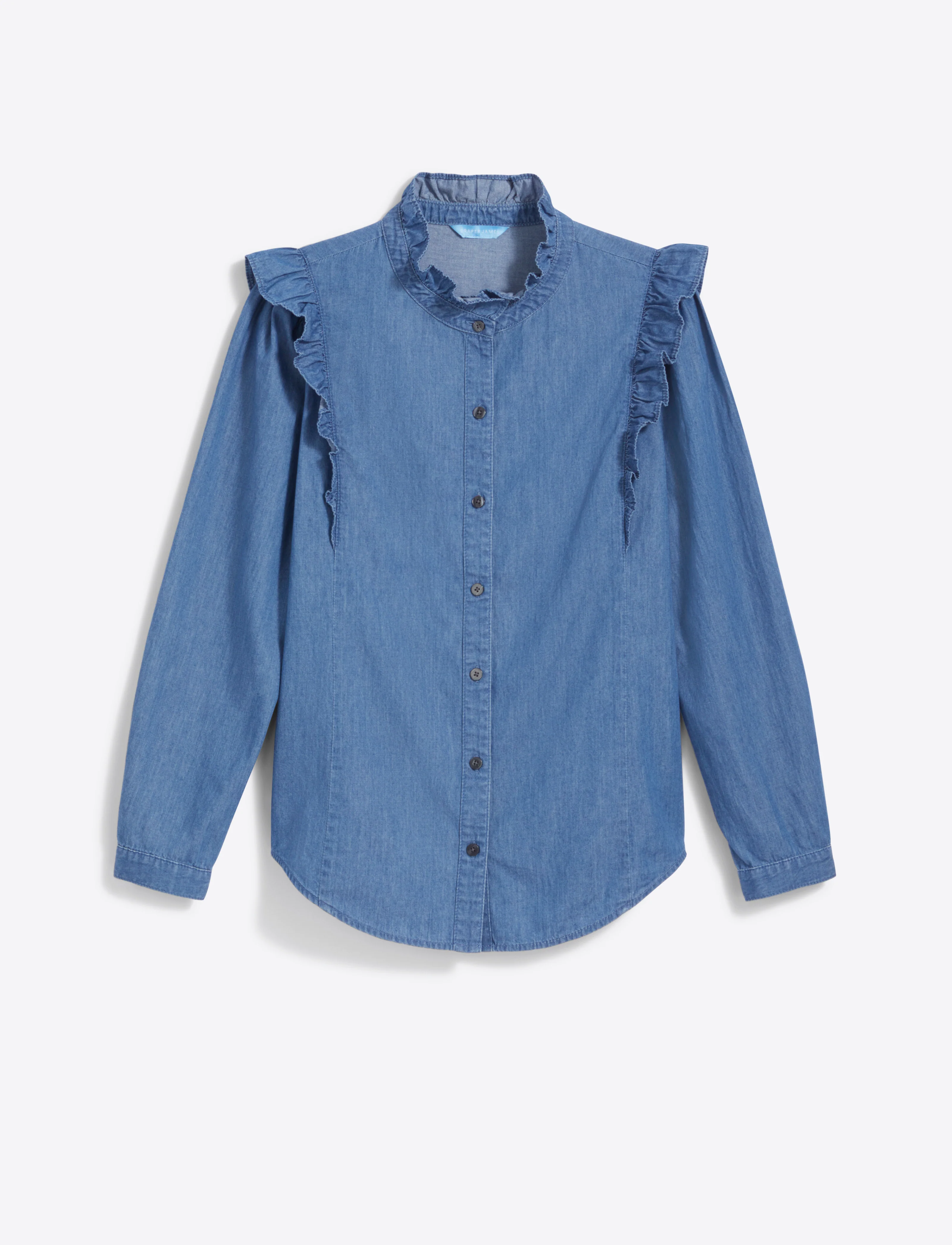 Connie Long Sleeve Top in Chambray - Image 3