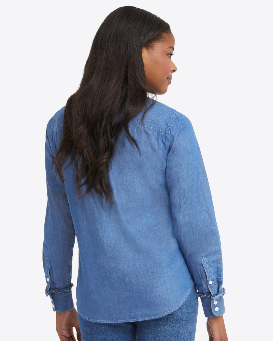 Button Down Top in Medium Wash - Image 3