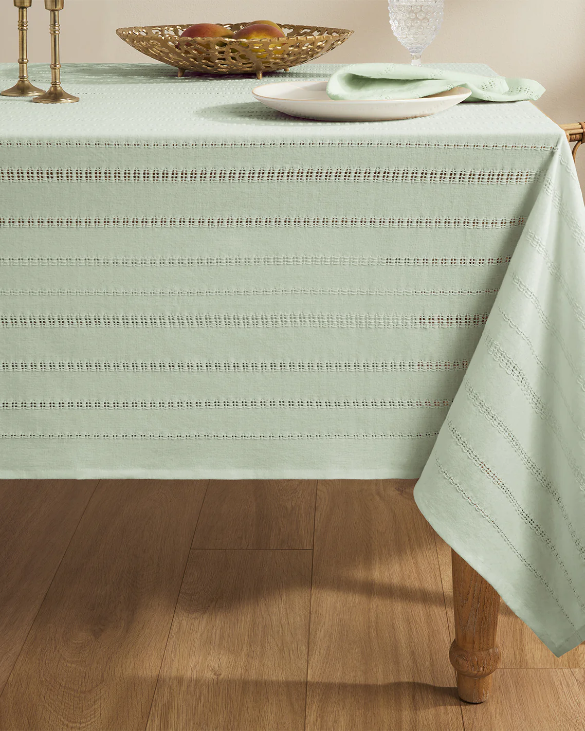 Woven Tablecloth in Sage Green 60x84 - Image 2