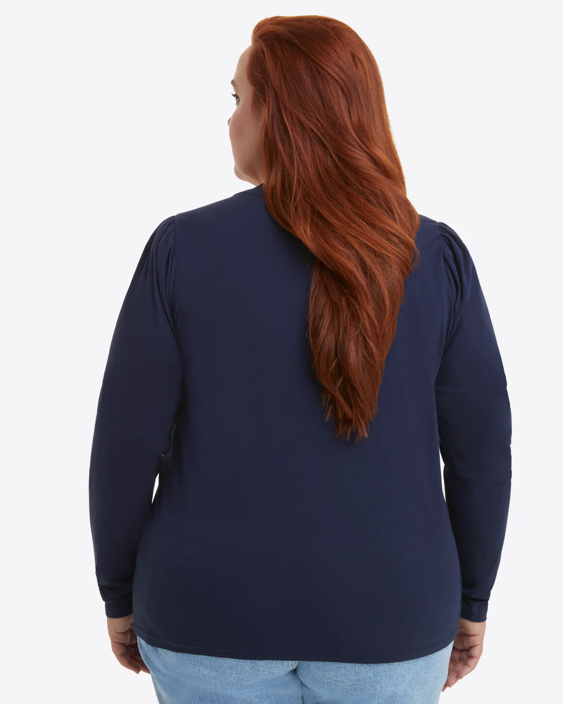 Long-Sleeve Easy Knit Top in Navy - Image 7