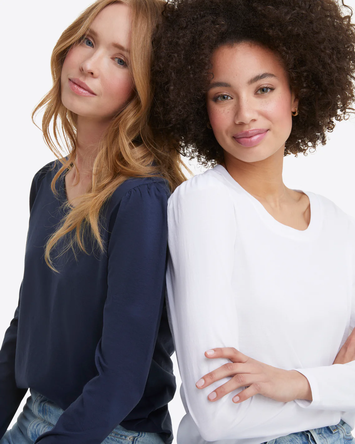 Long-Sleeve Easy Knit Top in Navy - Image 8