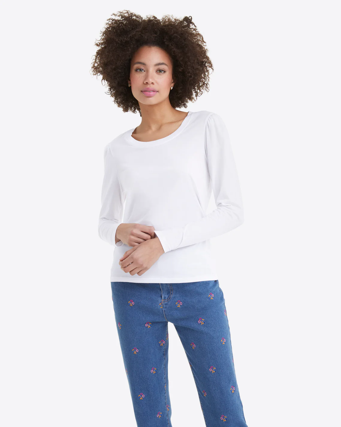 Long-Sleeve Easy Knit Top in White - Image 4
