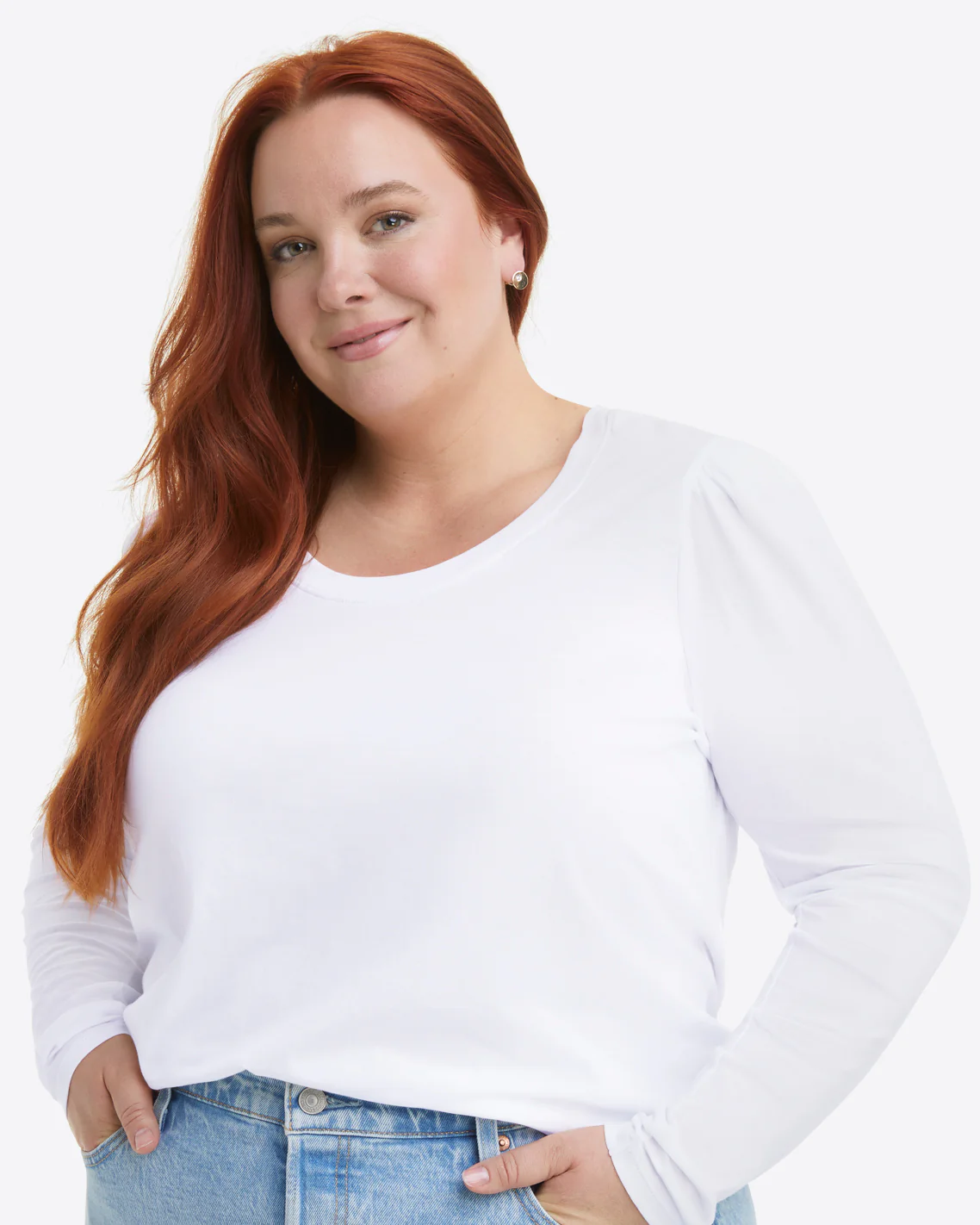Long-Sleeve Easy Knit Top in White - Image 5