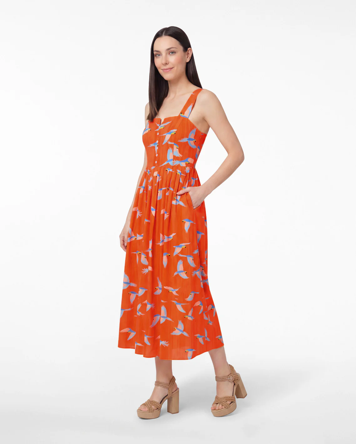 Esme Midi Dress in Parrot Print - Image 2