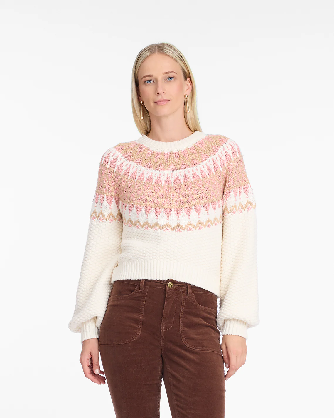 Fairisle Sweater in Magnolia White Multi - Image 2