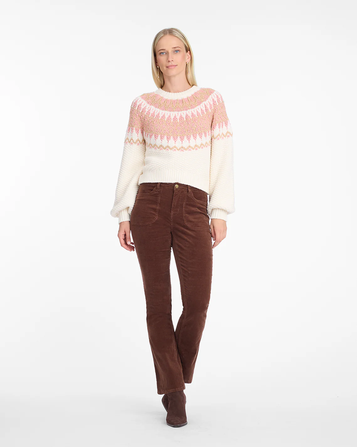 Fairisle Sweater in Magnolia White Multi - Image 3