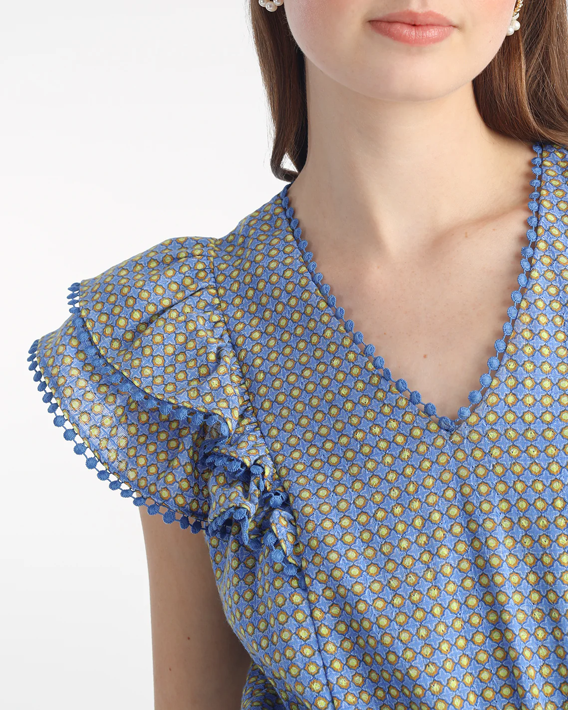 Gabby Mini Dress in Blue Dots - Image 2