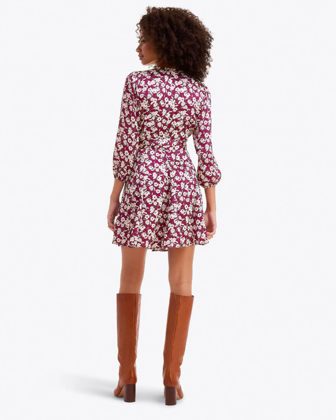 Jordan Long-Sleeve Wrap Dress in Hammered Satin - Image 3