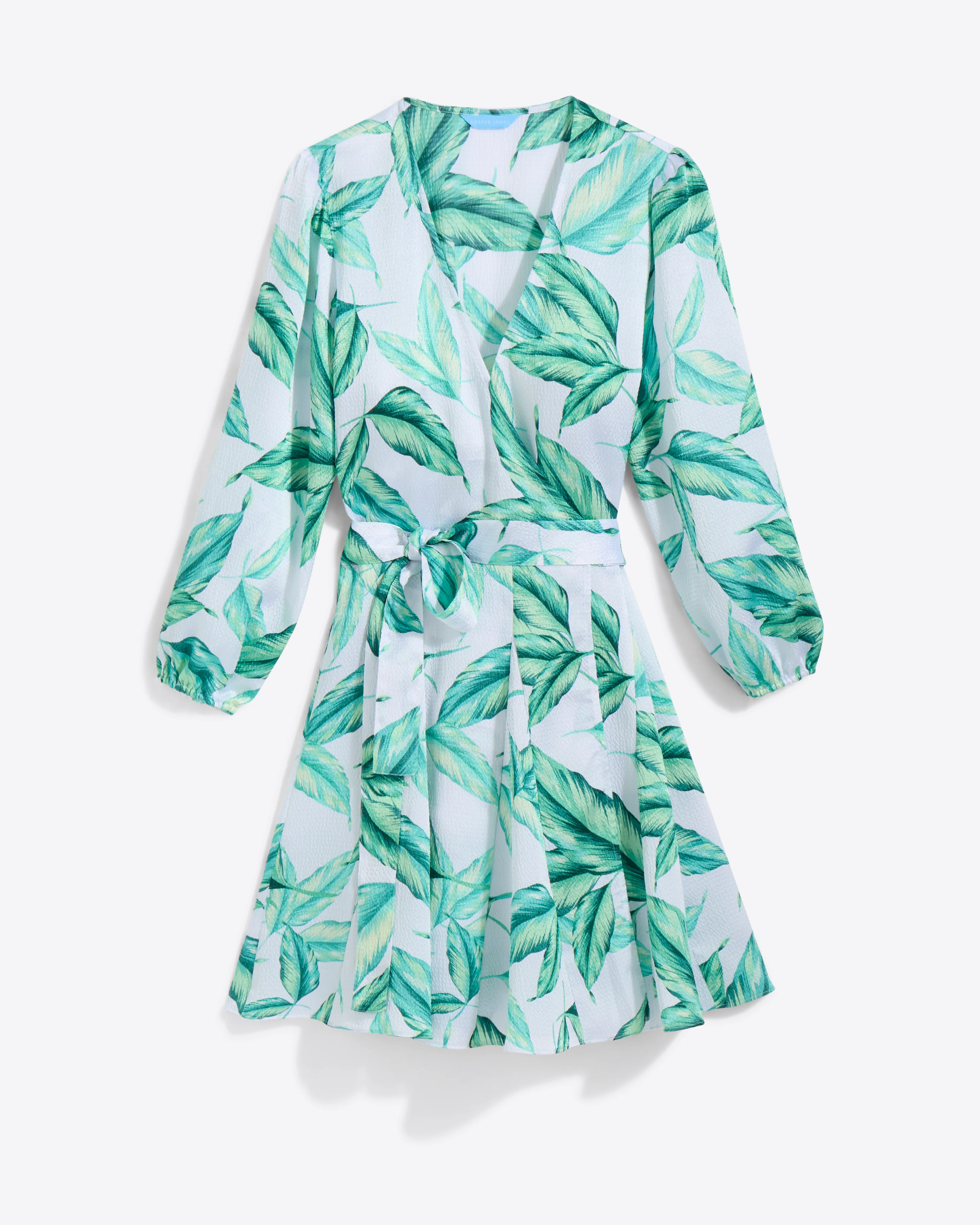Jordan Long-Sleeve Wrap Dress in Hammered Satin - Image 3