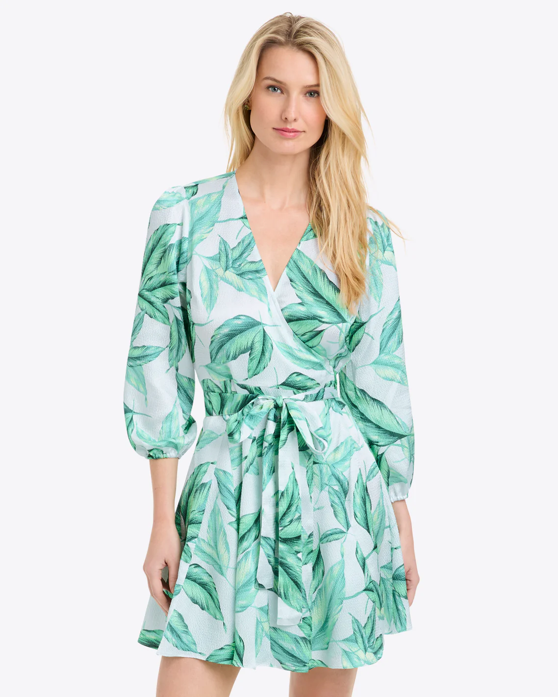 Jordan Long-Sleeve Wrap Dress in Hammered Satin - Image 4