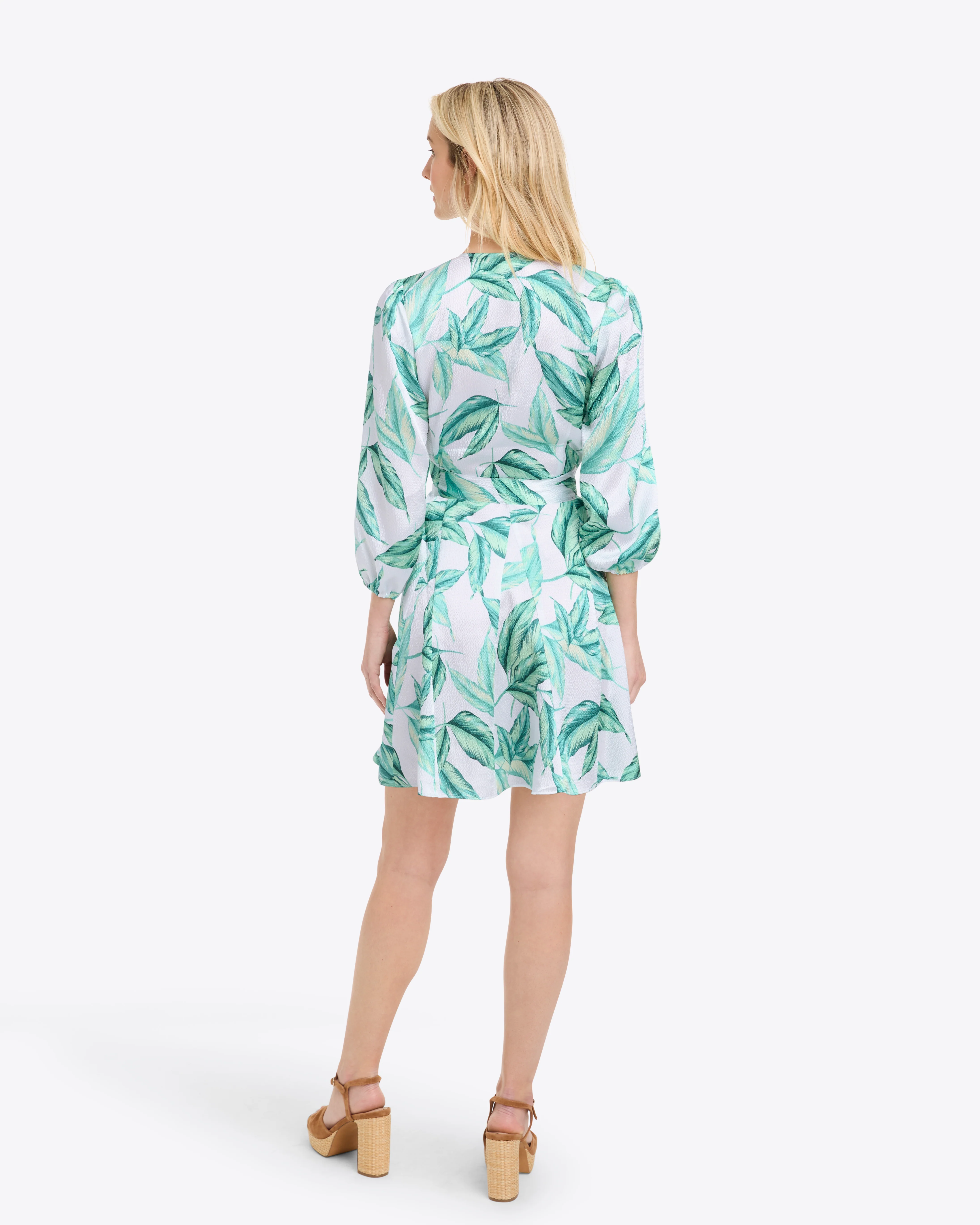Jordan Long-Sleeve Wrap Dress in Hammered Satin - Image 5
