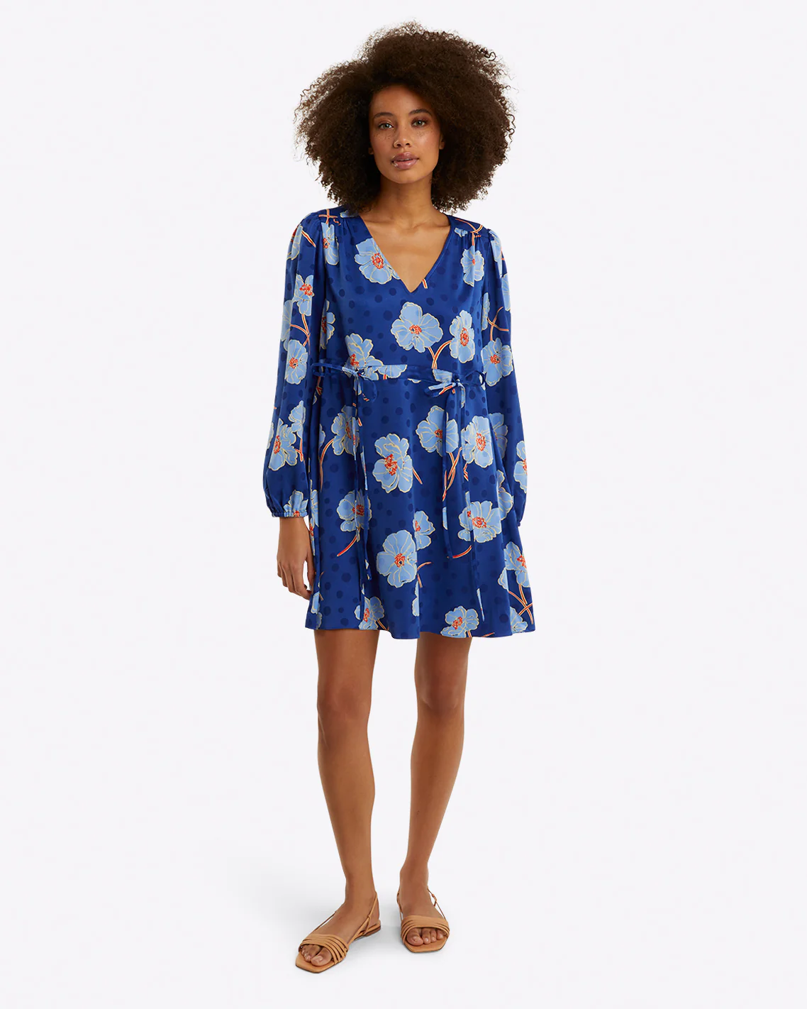 Kellie Babydoll Dress in Printed Dot Jacquard - Image 3