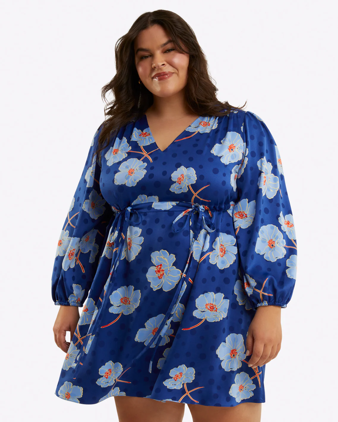 Kellie Babydoll Dress in Printed Dot Jacquard - Image 4