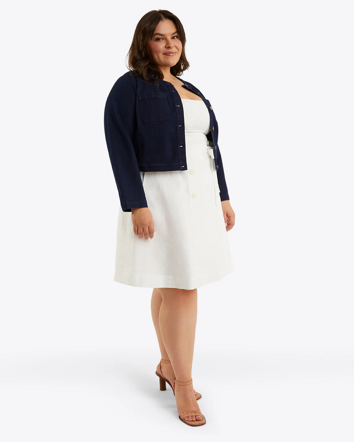 Kylie Love Circle Mini Dress in Linen - Image 3