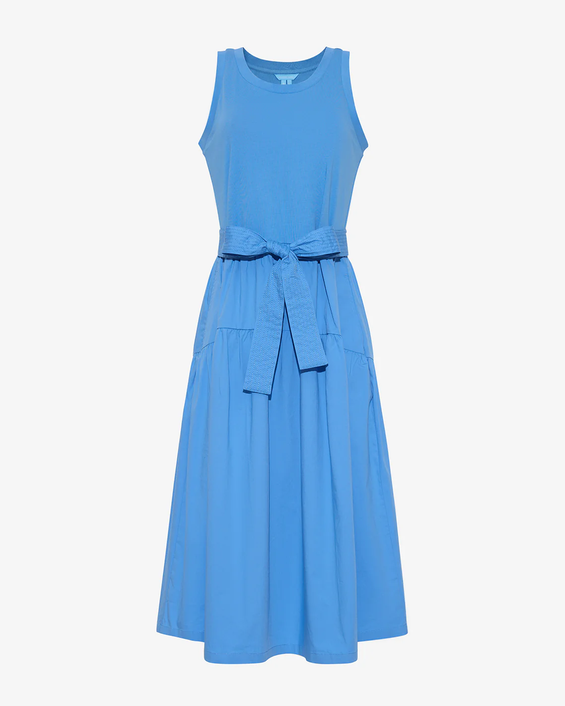 Lila Mixed Media Midi Dress in Light Blue - Image 5