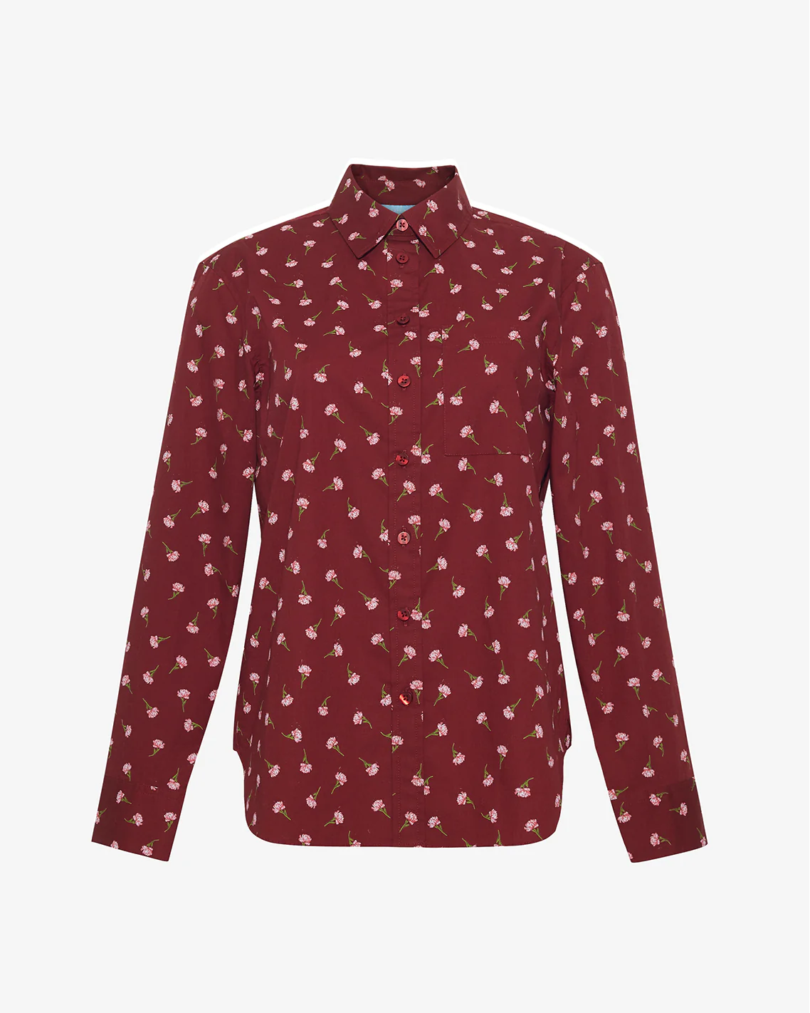 Long-Sleeve Button Down in Burgundy Buds - Image 3