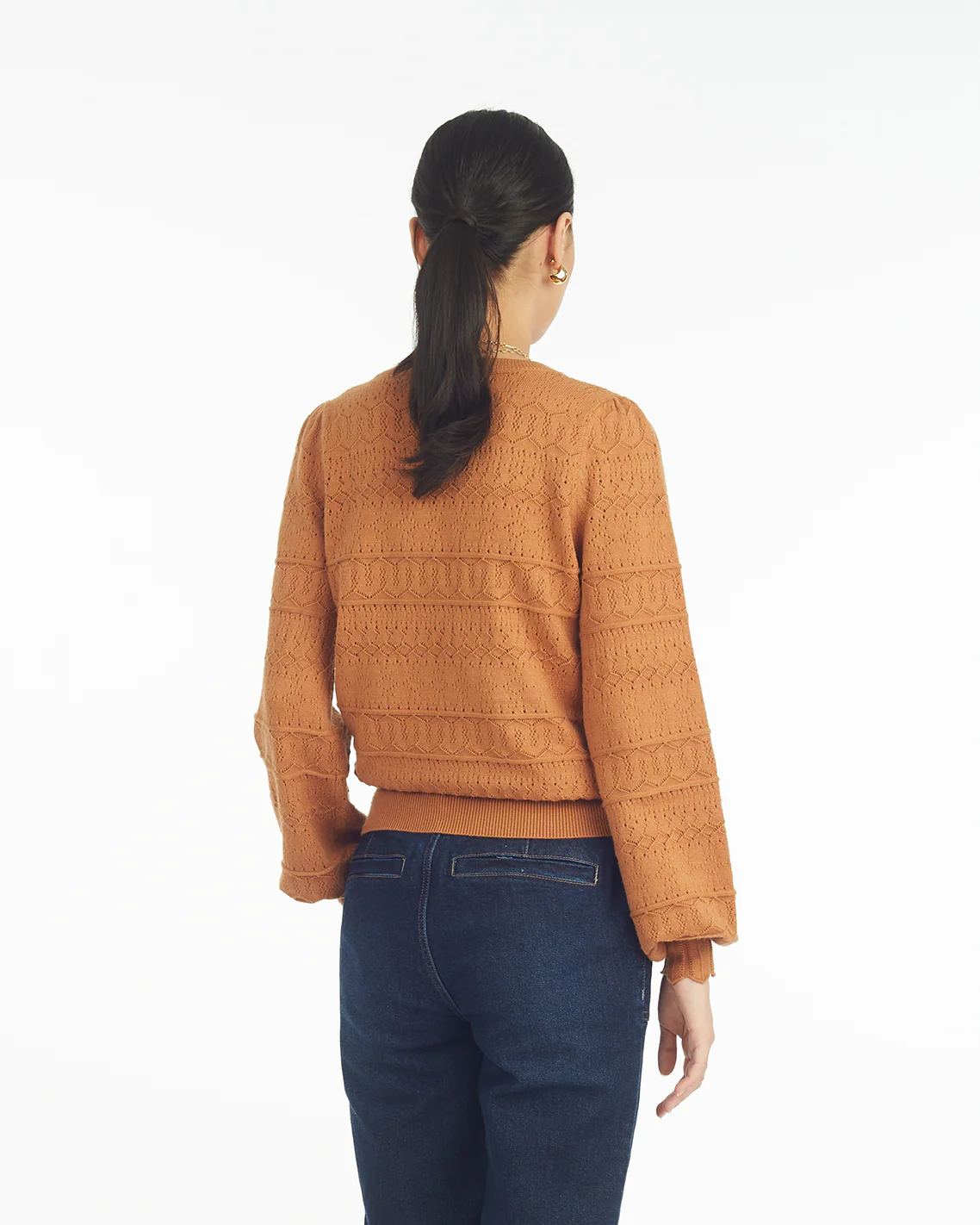 Long-Sleeve Pointelle Sweater - Image 2
