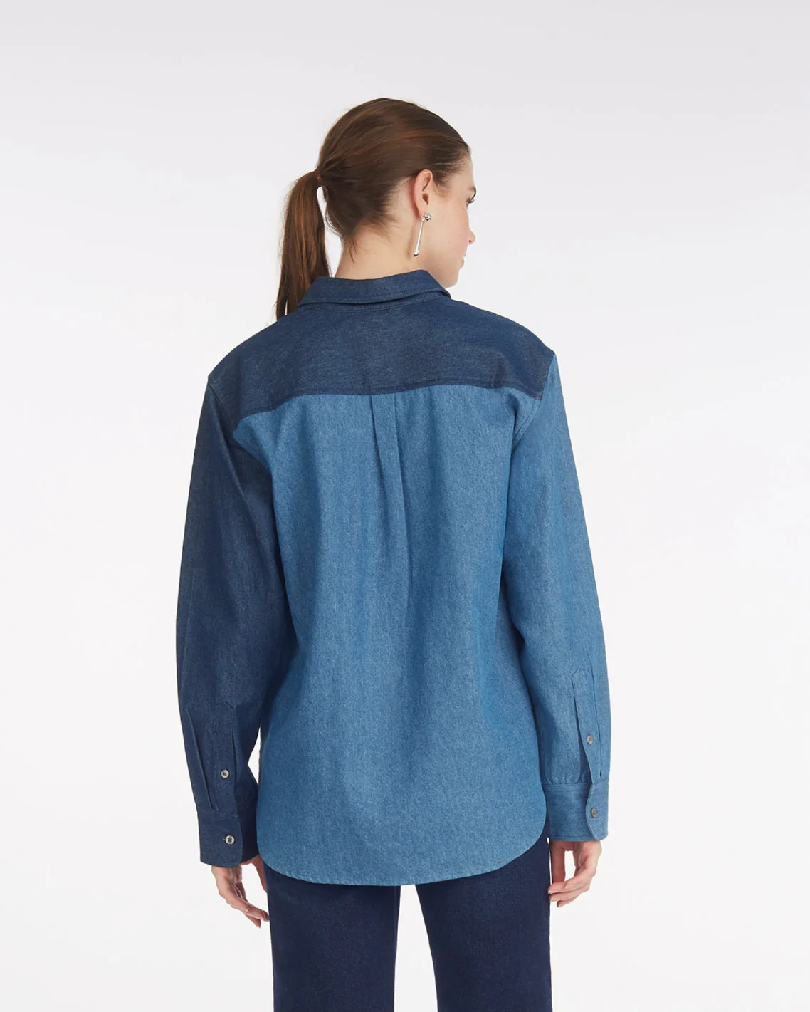Lynn Long Sleeve Top in Chambray - Image 2