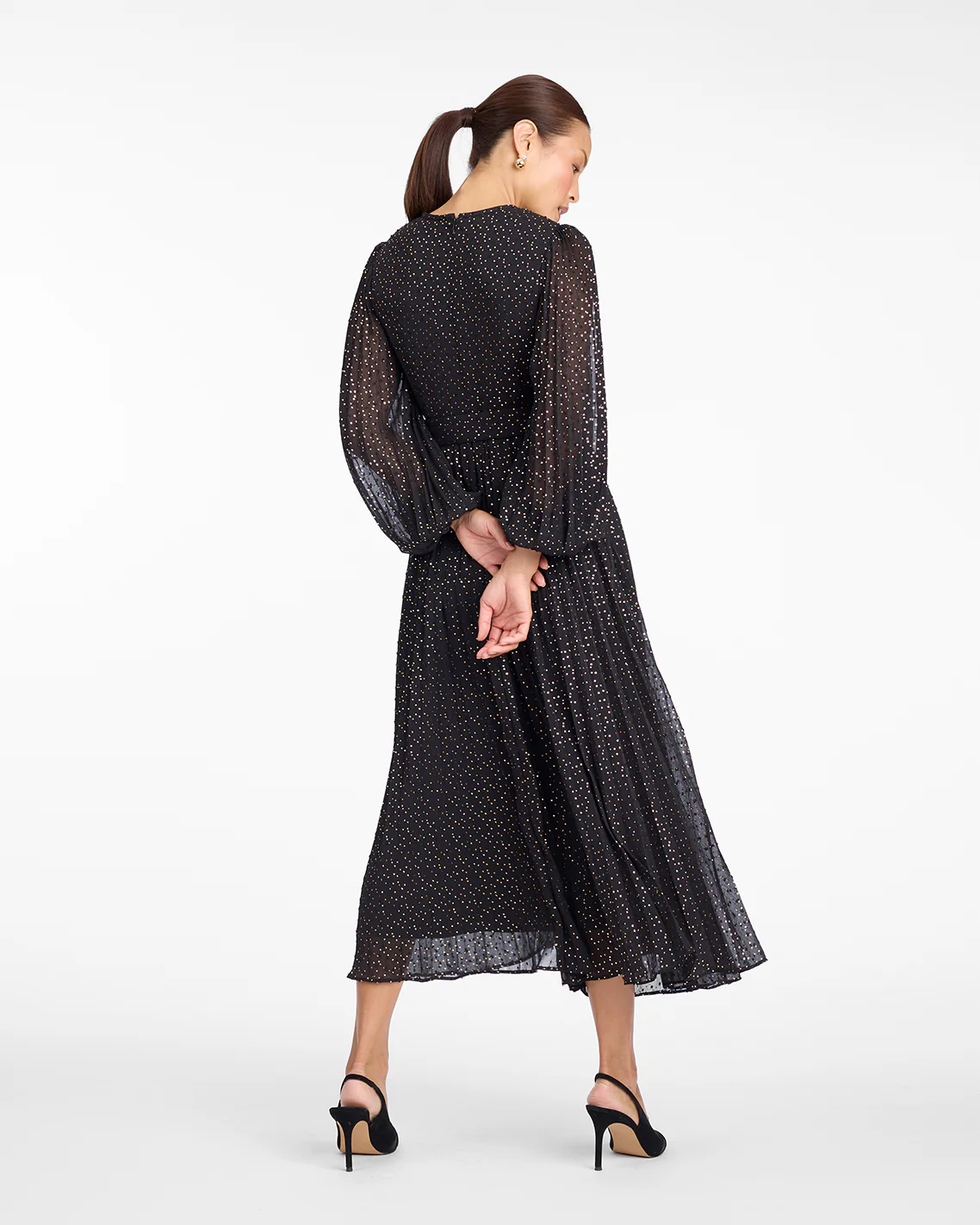 Maybelle Belted Midi Dress in Foil Dot - Image 3