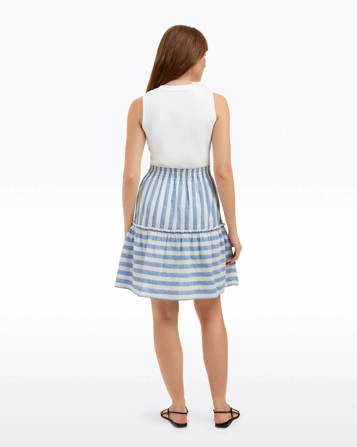 Arden Mixed Media Shirtdress in Wave Stripe - Image 2