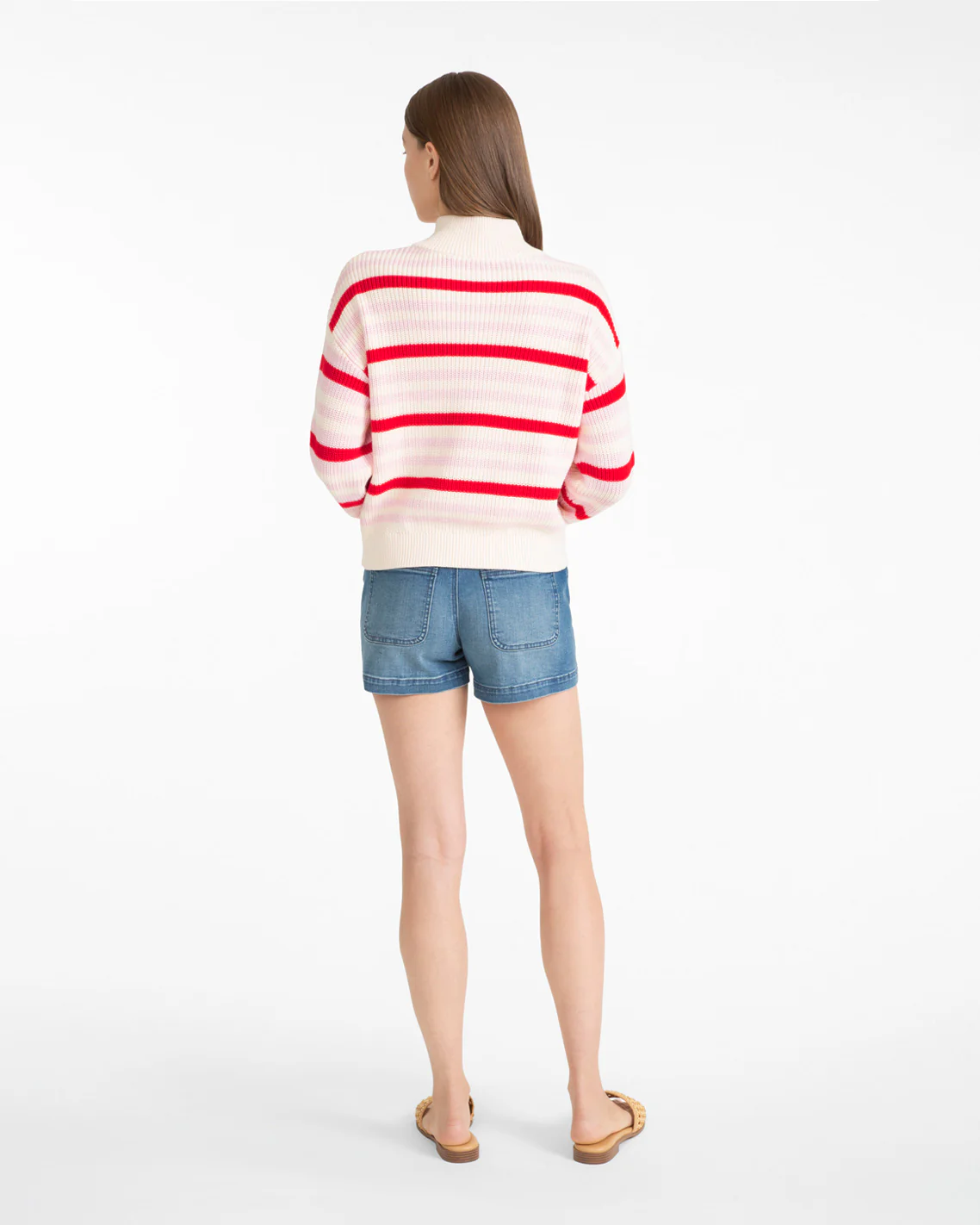 Quarter Zip Sweater in Mixed Stripe - Image 3
