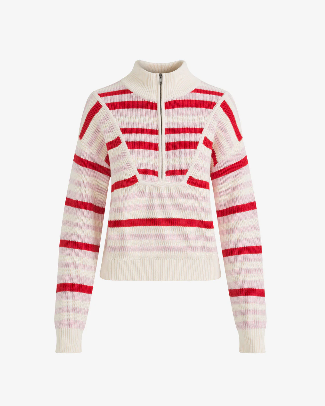 Quarter Zip Sweater in Mixed Stripe - Image 5