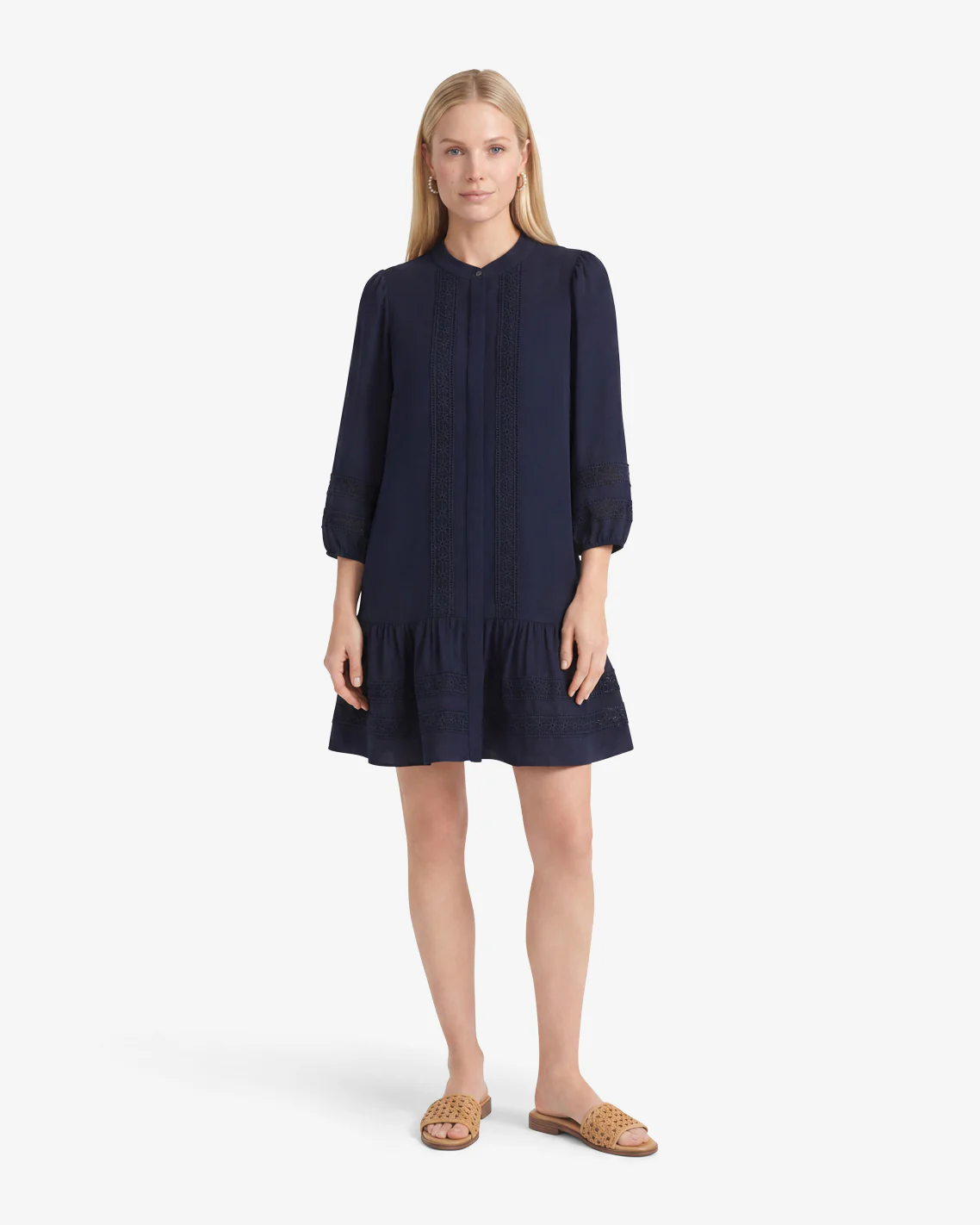 Molly Mini Dress in Embroidered Stripe