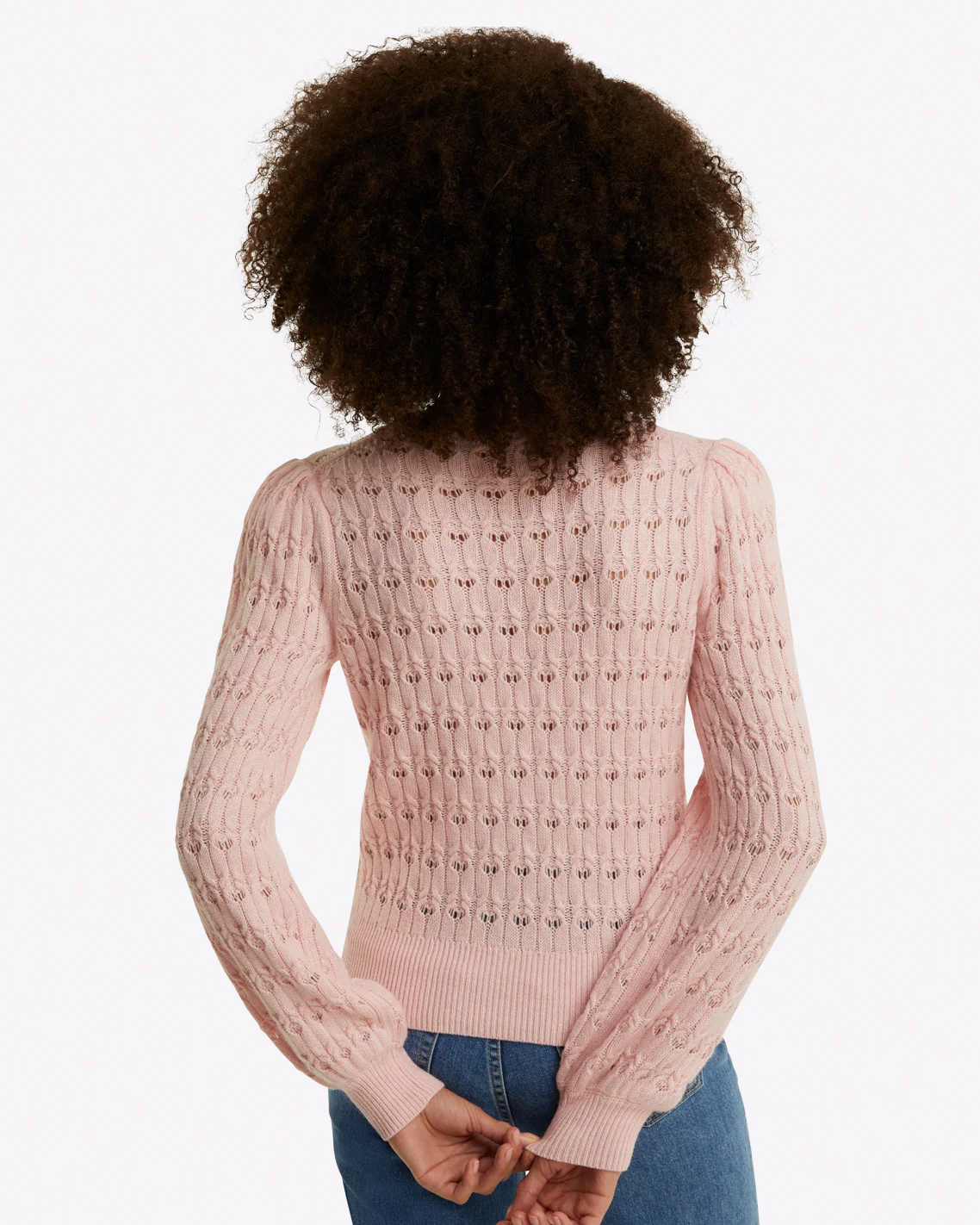 Puff Sleeve Sweater in Pointelle - Image 3