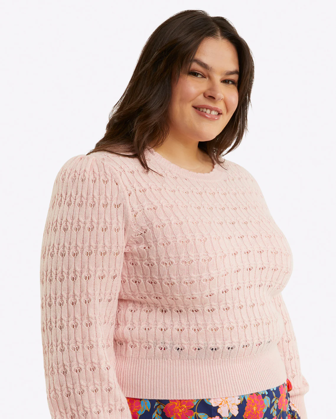 Puff Sleeve Sweater in Pointelle - Image 4