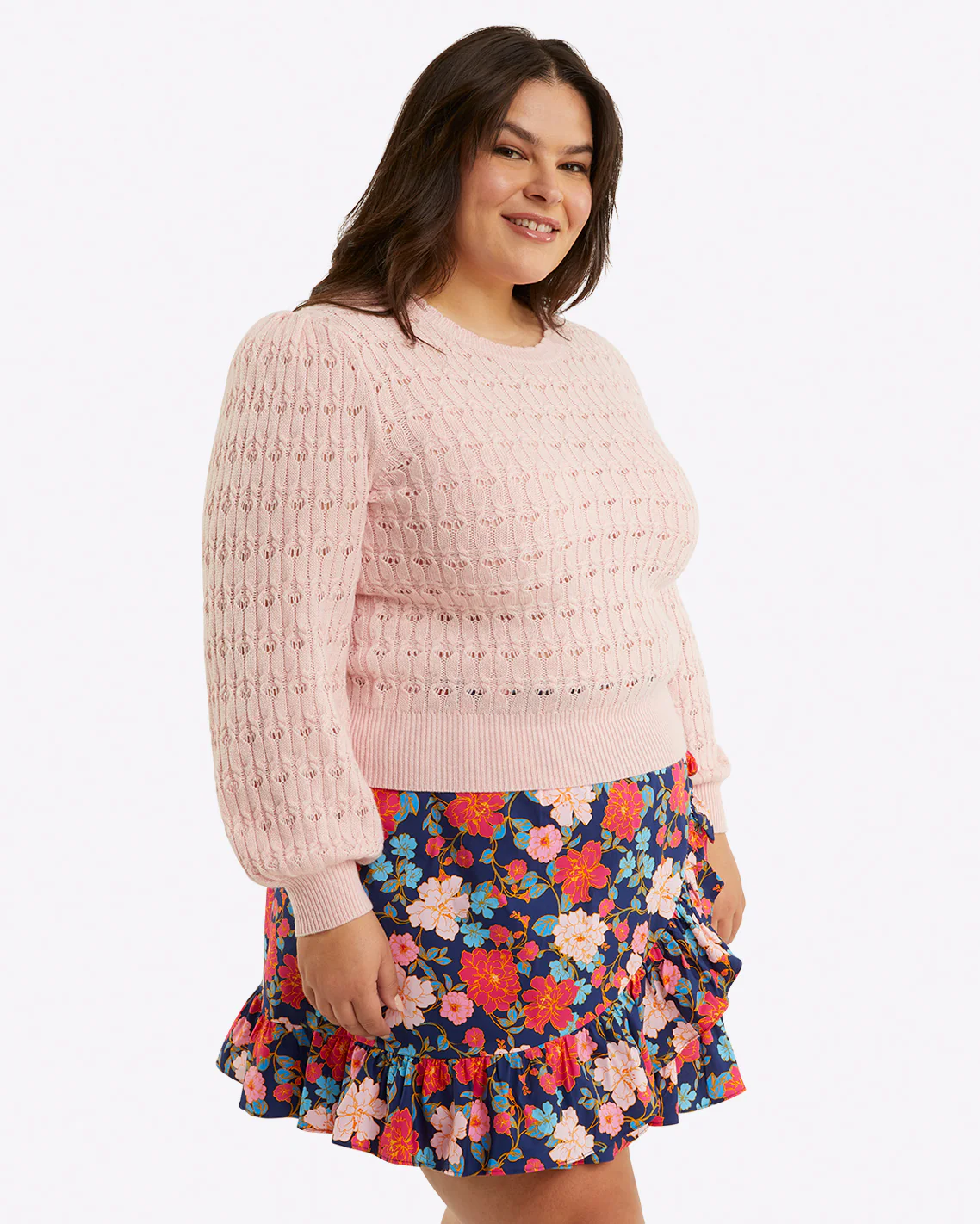 Puff Sleeve Sweater in Pointelle - Image 6