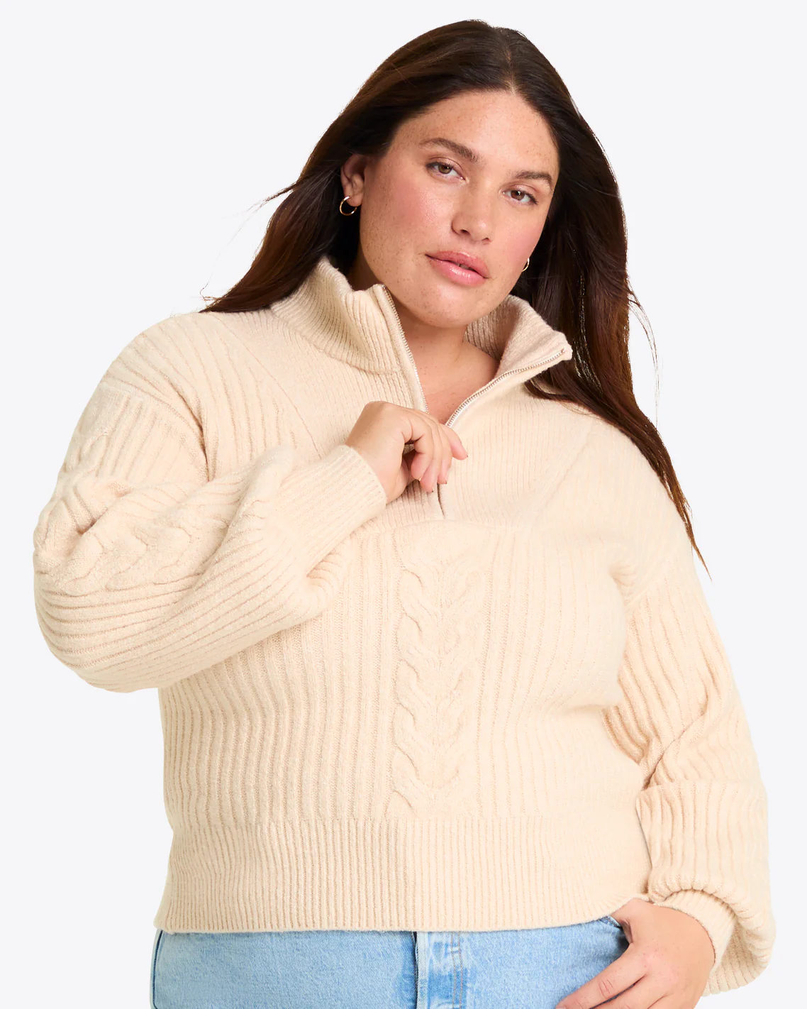 Quarter Zip Cableknit Sweater - Image 3