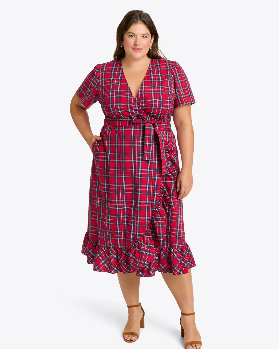 Reba Midi Wrap Dress in Angie Plaid - Image 3