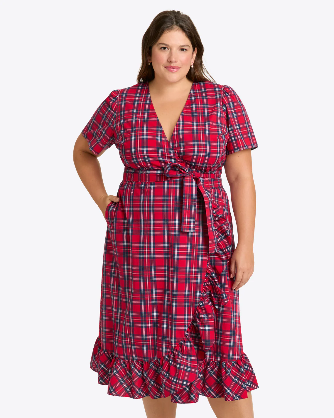 Reba Midi Wrap Dress in Angie Plaid - Image 7