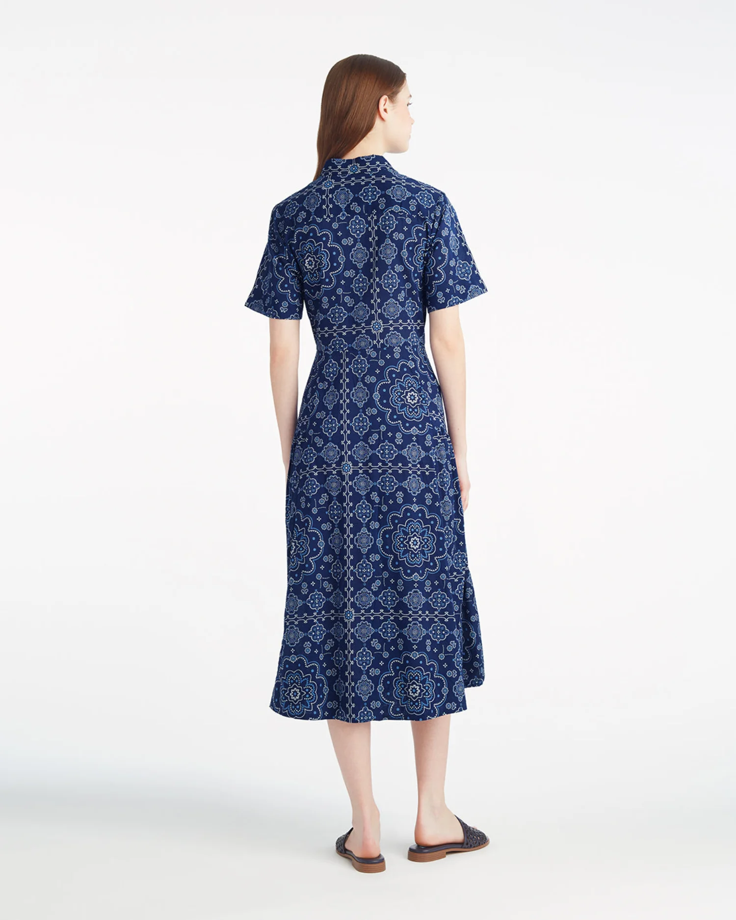 Riley Midi Shirtdress in Bandana Blue - Image 2