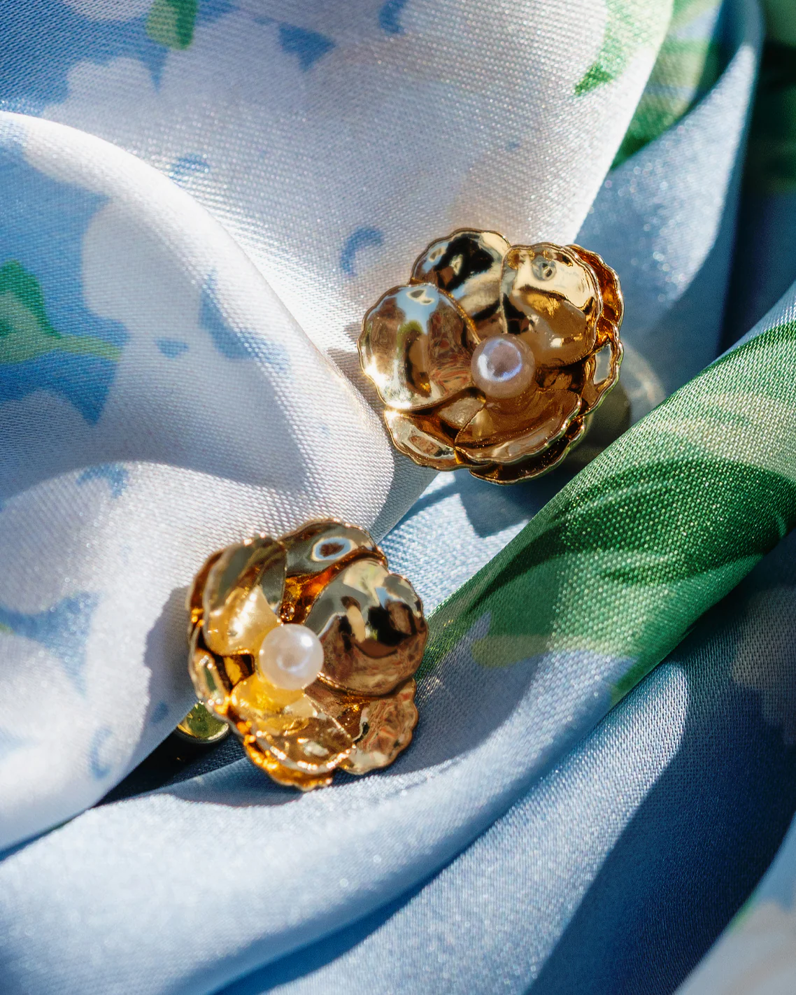Ruffle Flower Stud Earrings - Image 2