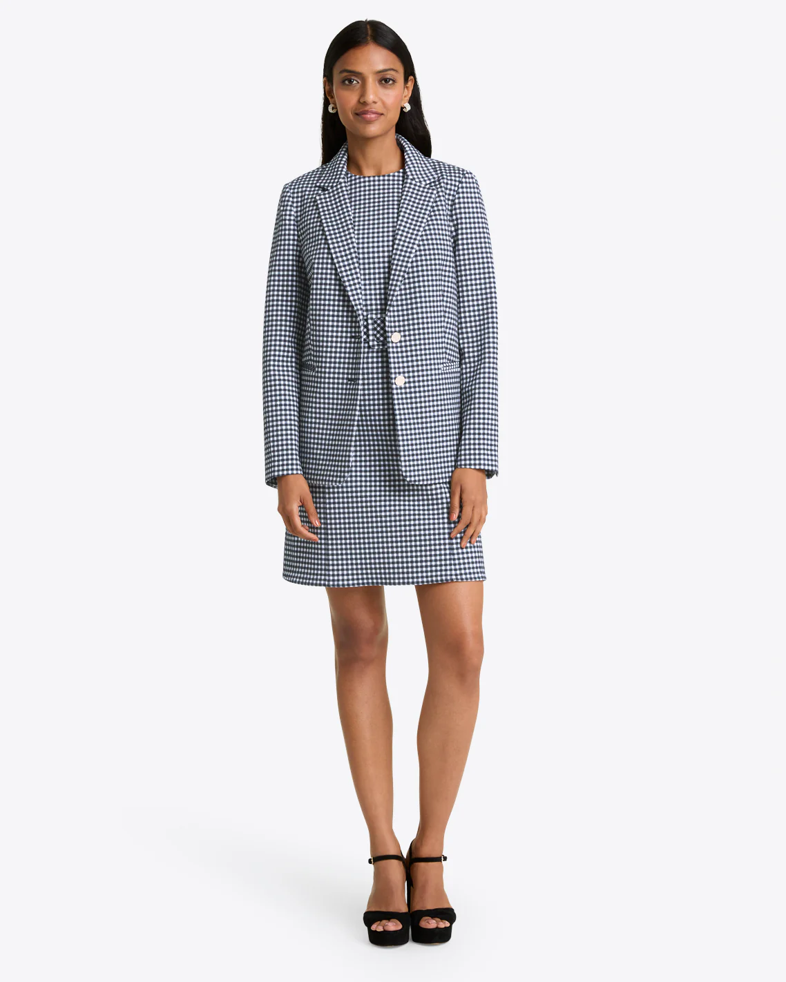 Sadie Belted Shift Dress in Textured Gingham - Image 3