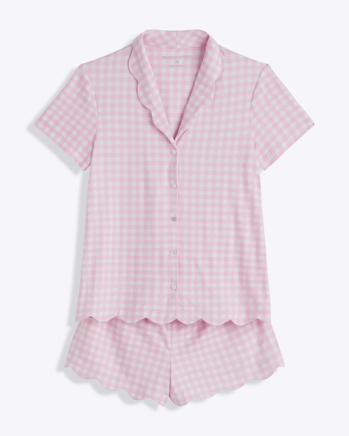 Scallop Sara Pajama Set in Pink Gingham - Image 4