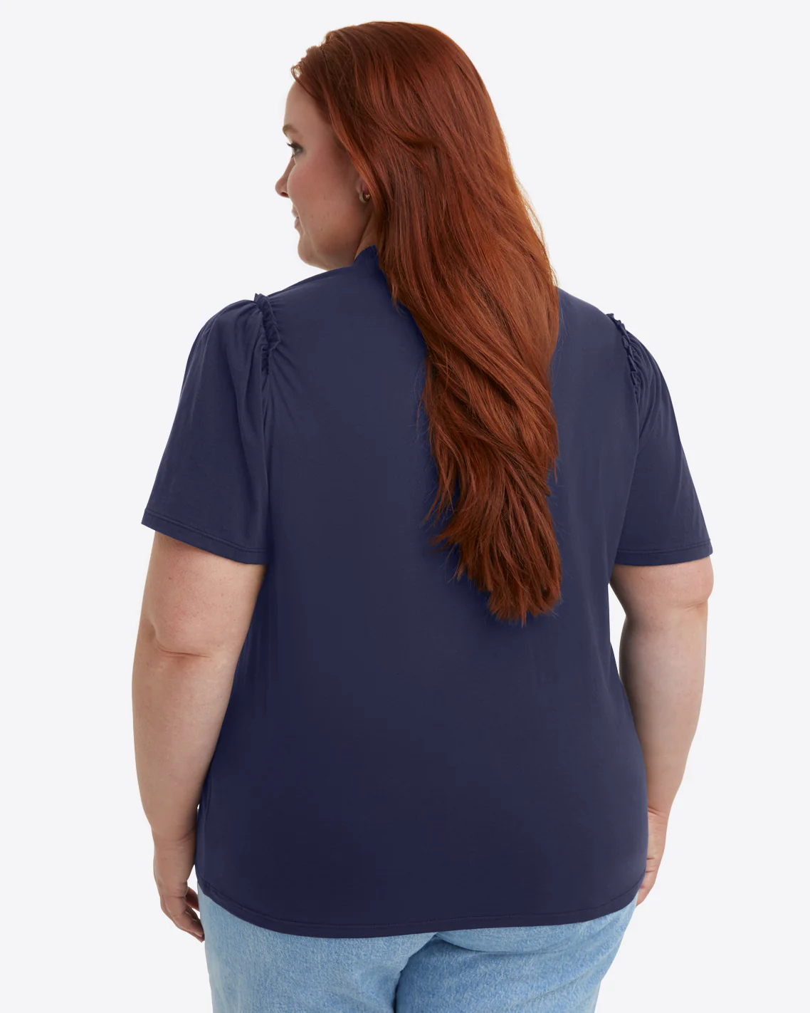 Short Sleeve Easy Knit Top in Navy - Image 6
