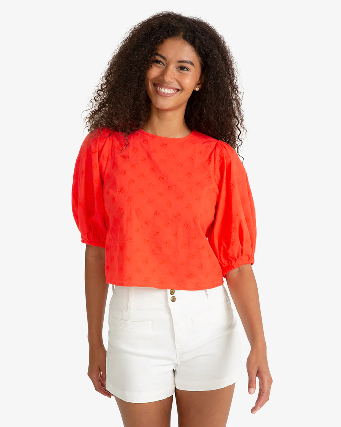 Short Sleeve Top in Embroidered Flower - Image 2