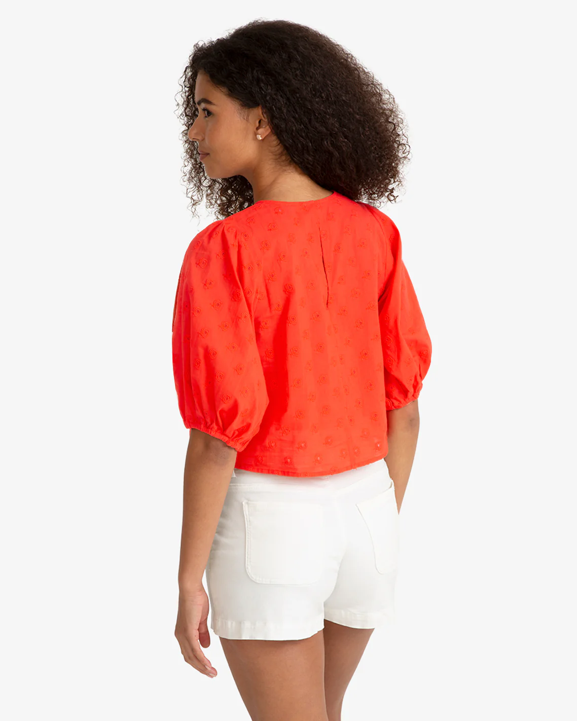 Short Sleeve Top in Embroidered Flower - Image 3