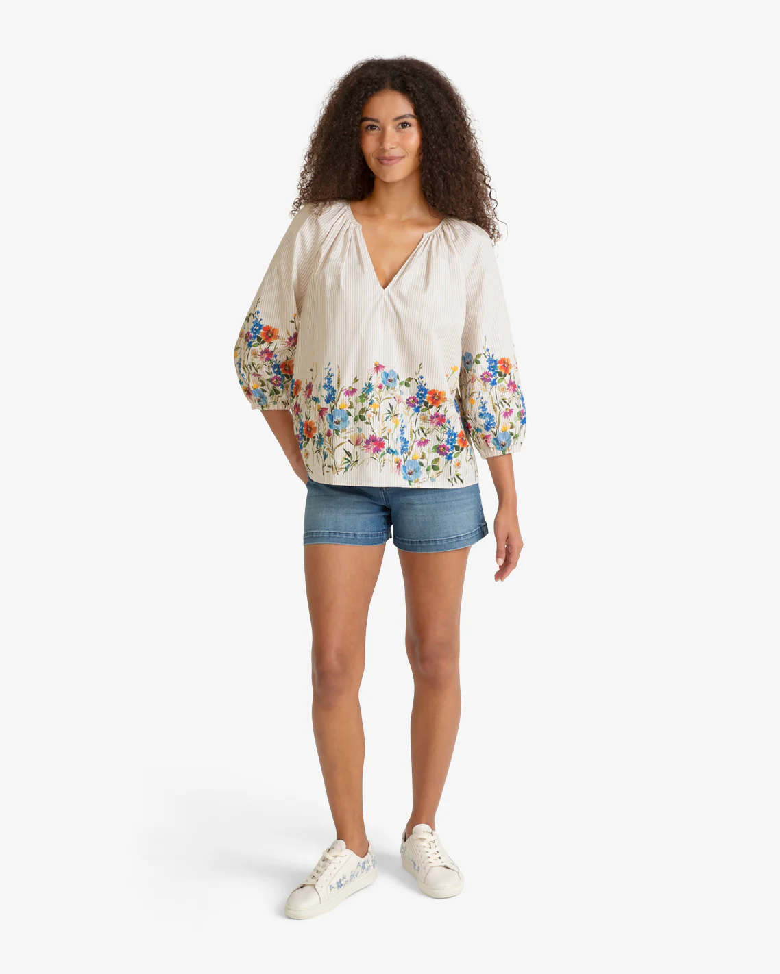 Short Sleeve Top in Summer Blooms - Image 2